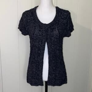 BCBG MAX AZRIA Size Small Knit Overshirt 2 top button open bottom Grey black